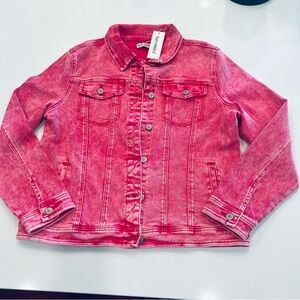 Trendy Pink Denim Jacket - Size Large